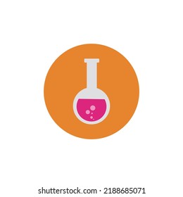 Vector illustration of flat bottom flask in distillation processes, scientific equipment, education vector flat icon.