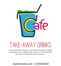 Vector illustration. Flat bright modern design icons. Emblem or logo of a fast food place or cafe.