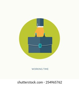 Vector illustration. Flat business background. Management and administrative planning.