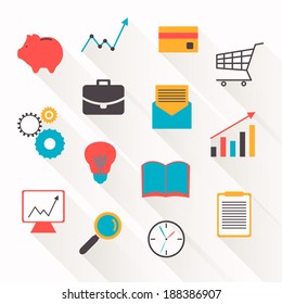 Vector Illustration of Flat Business Icons