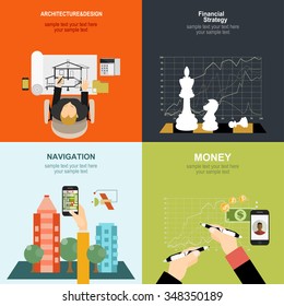 Vector illustration. Flat business,navigation, architecture and design.Concepts for web banner and printed materials.