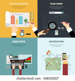 Vector illustration. Flat business,navigation, architecture and design.Concepts for web banner and printed materials.