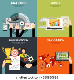 Vector illustration. Flat business,navigation,time is money.Concepts for web banner and printed materials.