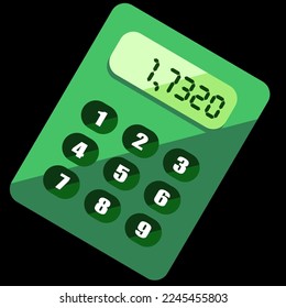 Vector illustration of flat calculator in green color