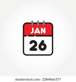 Vector illustration of flat calendar icon. Simple calendar with January 26