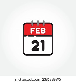 ilustración vectorial del icono de calendario plano. Calendario simple con 21 de febrero