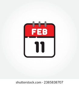 vector illustration of flat calendar icon. Simple calendar with February 11