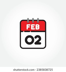 vector illustration of flat calendar icon. Simple calendar with February 02