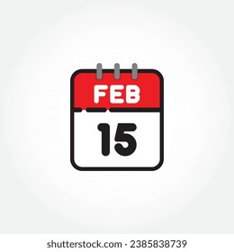 vector illustration of flat calendar icon. Simple calendar with February 15