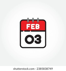 ilustración vectorial del icono de calendario plano. Calendario simple con febrero de 2003
