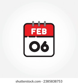ilustración vectorial del icono de calendario plano. Calendario simple con febrero de 2006