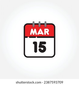 vector illustration of flat calendar icon. Simple calendar with March 15