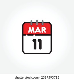 vector illustration of flat calendar icon. Simple calendar with March 11