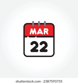 vector illustration of flat calendar icon. Simple calendar with March 22