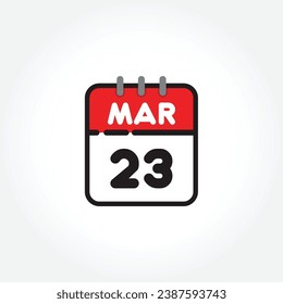 vector illustration of flat calendar icon. Simple calendar with March 23