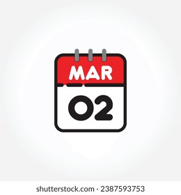 vector illustration of flat calendar icon. Simple calendar with March 02