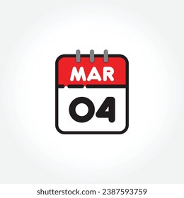 ilustración vectorial del icono de calendario plano. Calendario simple con marzo de 2004