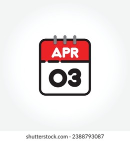 vector illustration of flat calendar icon. Simple calendar with April 03