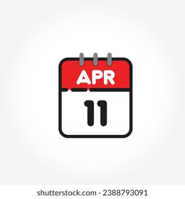 vector illustration of flat calendar icon. Simple calendar with April 11