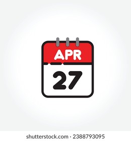 vector illustration of flat calendar icon. Simple calendar with April 27