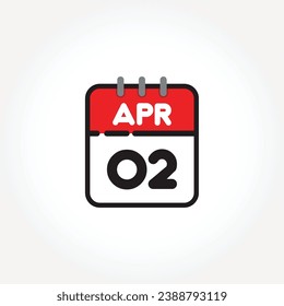 vector illustration of flat calendar icon. Simple calendar with April 02