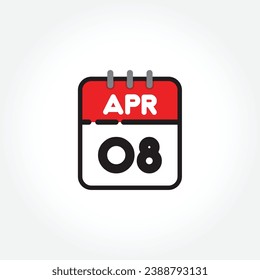 vector illustration of flat calendar icon. Simple calendar with April 08