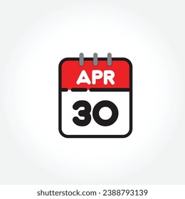 vector illustration of flat calendar icon. Simple calendar with April 30