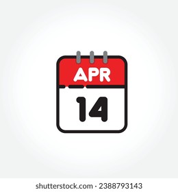 vector illustration of flat calendar icon. Simple calendar with April 14