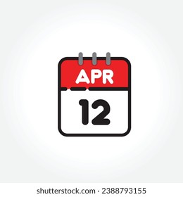 vector illustration of flat calendar icon. Simple calendar with April 12