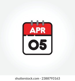 ilustración vectorial del icono de calendario plano. Calendario simple con abril de 2005