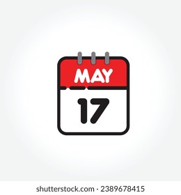Vector illustration of flat calendar icon. Simple calendar with May 17
