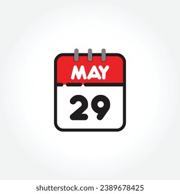 Icono vectorial de calendario plano. Calendario simple con 29 de mayo