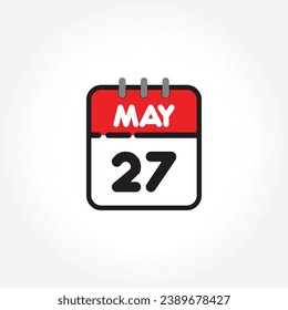 Vector illustration of flat calendar icon. Simple calendar with May 27