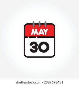 Vector illustration of flat calendar icon. Simple calendar with May 30