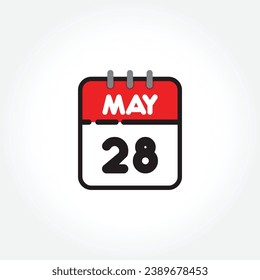 Icono vectorial de calendario plano. Calendario simple con 28 de mayo
