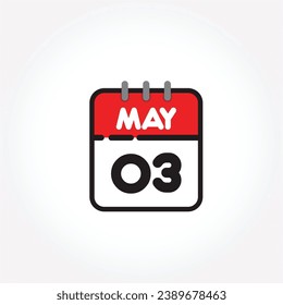 Vector illustration of flat calendar icon. Simple calendar with May 03