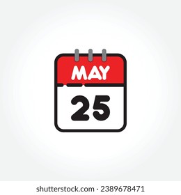 Icono vectorial de calendario plano. Calendario simple con 25 de mayo