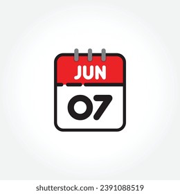 Vector illustration of flat calendar icon. Simple calendar with June 07