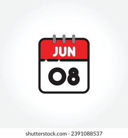 Vector illustration of flat calendar icon. Simple calendar with June 08