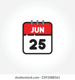 Icono vectorial de calendario plano. Calendario simple con 25 de junio