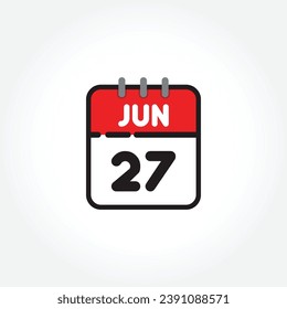 Vector illustration of flat calendar icon. Simple calendar with June 27