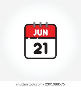 Icono vectorial de calendario plano. Calendario simple con 21 de junio