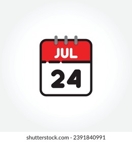 vector illustration of flat calendar icon. Simple calendar with July 24