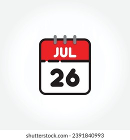 vector illustration of flat calendar icon. Simple calendar with July 26