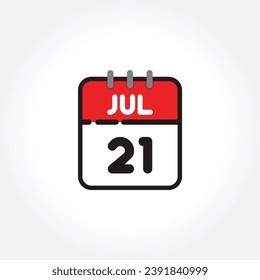 ilustración vectorial del icono de calendario plano. Calendario simple con 21 de julio