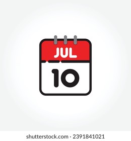 Vektorgrafik eines flachen Kalendersymbol. Einfache Kalenderdaten mit 10. Juli