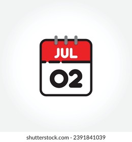 vector illustration of flat calendar icon. Simple calendar with July 02