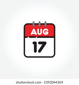 ilustración vectorial del icono de calendario plano. Calendario simple con 17 de agosto