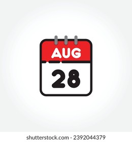 vector illustration of flat calendar icon. Simple calendar with August 28