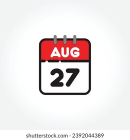 vector illustration of flat calendar icon. Simple calendar with August 27 svg
